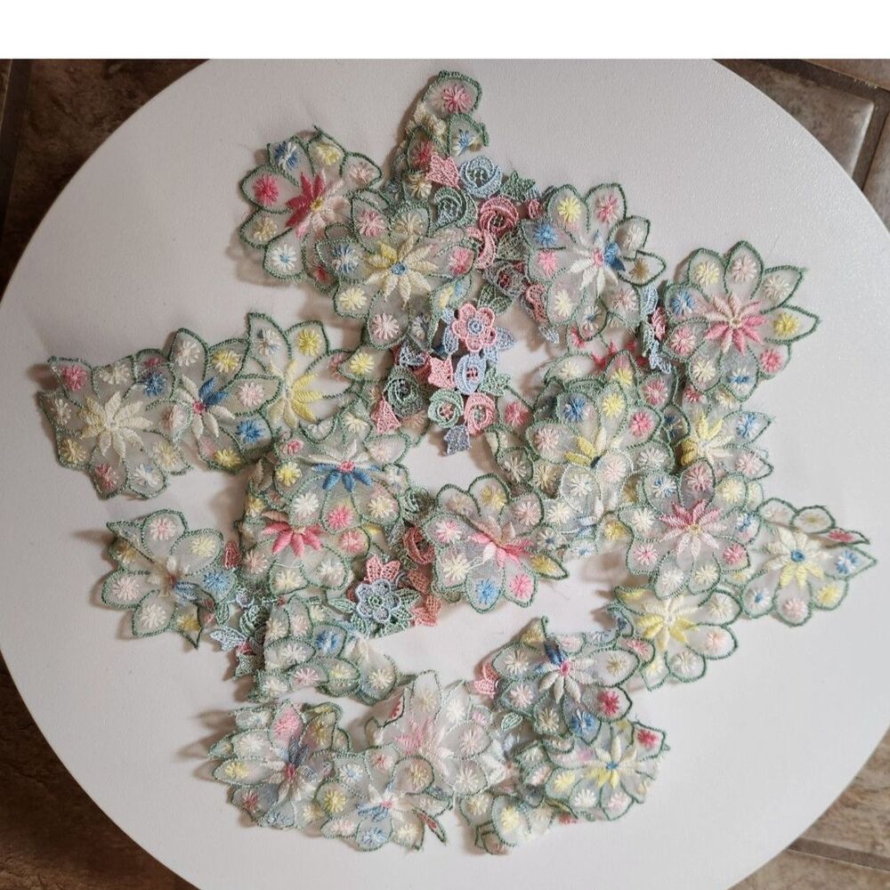 Embroidered Lace Appliques Floral Motifs